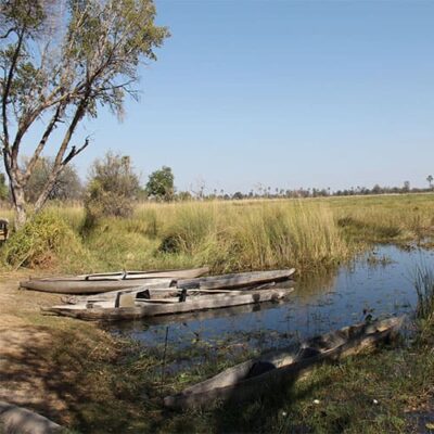 Voschaubild Gruppenreise Okavango Delta Mokoro Boote Botswana